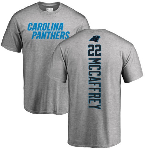 Carolina Panthers Men Ash Christian McCaffrey Backer NFL Football #22 T Shirt->carolina panthers->NFL Jersey